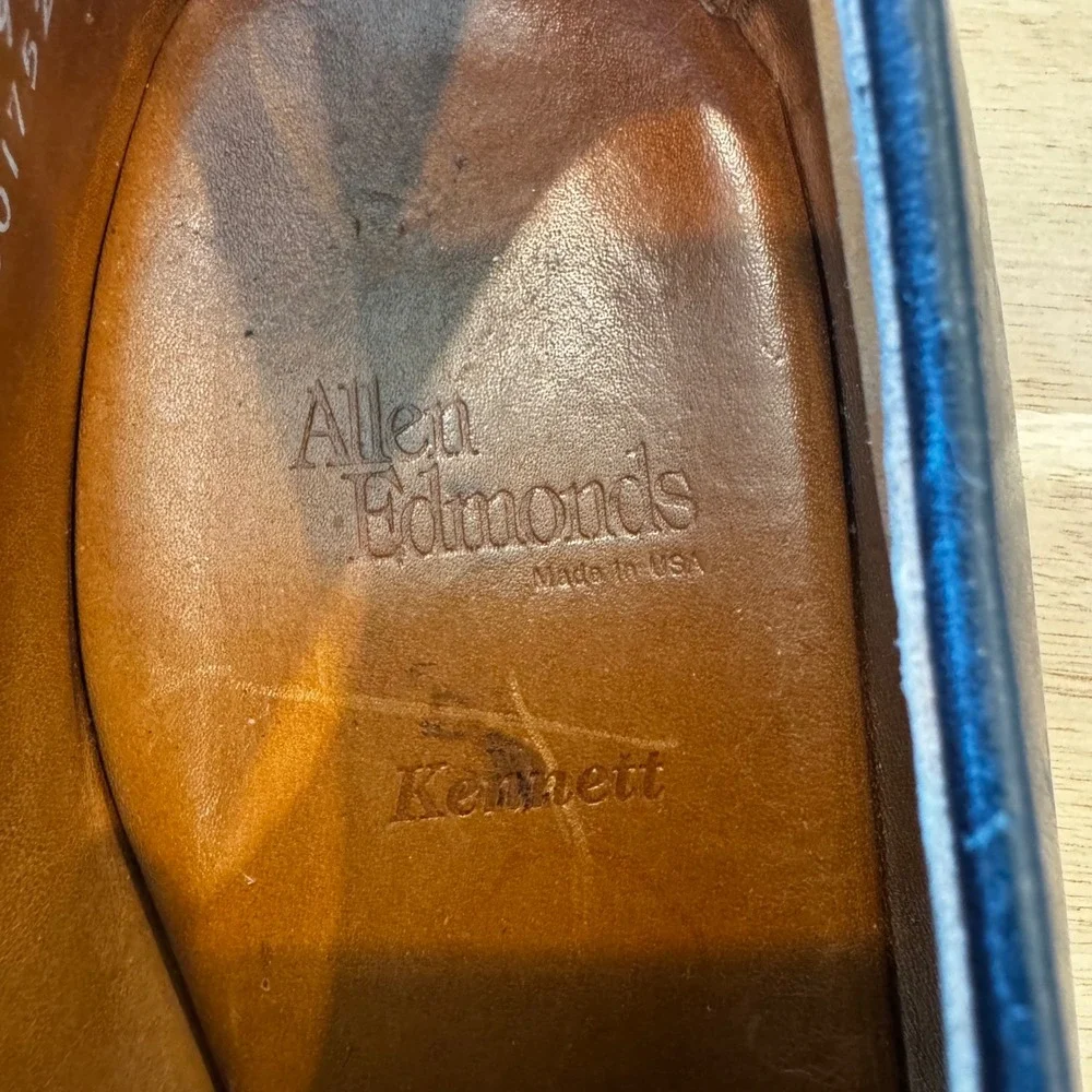 Allen Edmonds‎ Kennett Men 12 C Black Leather Moc Toe Blucher Dress Shoes